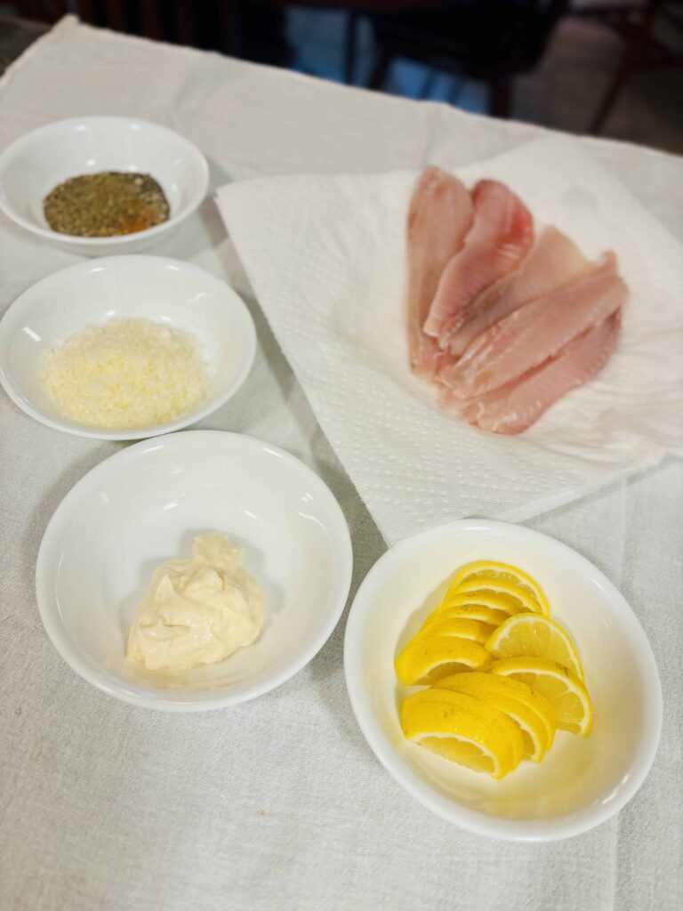 Fresh Tilapia with parmesan and ingredients